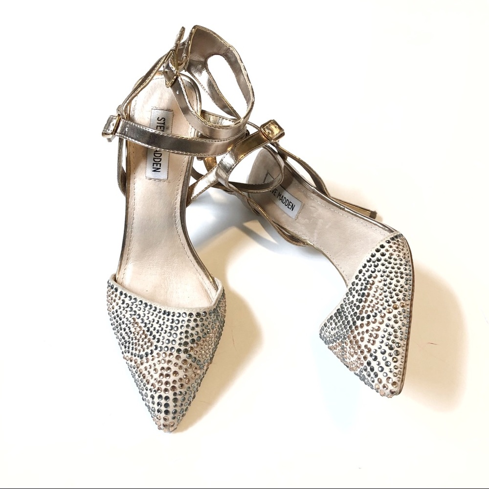 Steve Madden rhinestone gold stiletto heels size 9